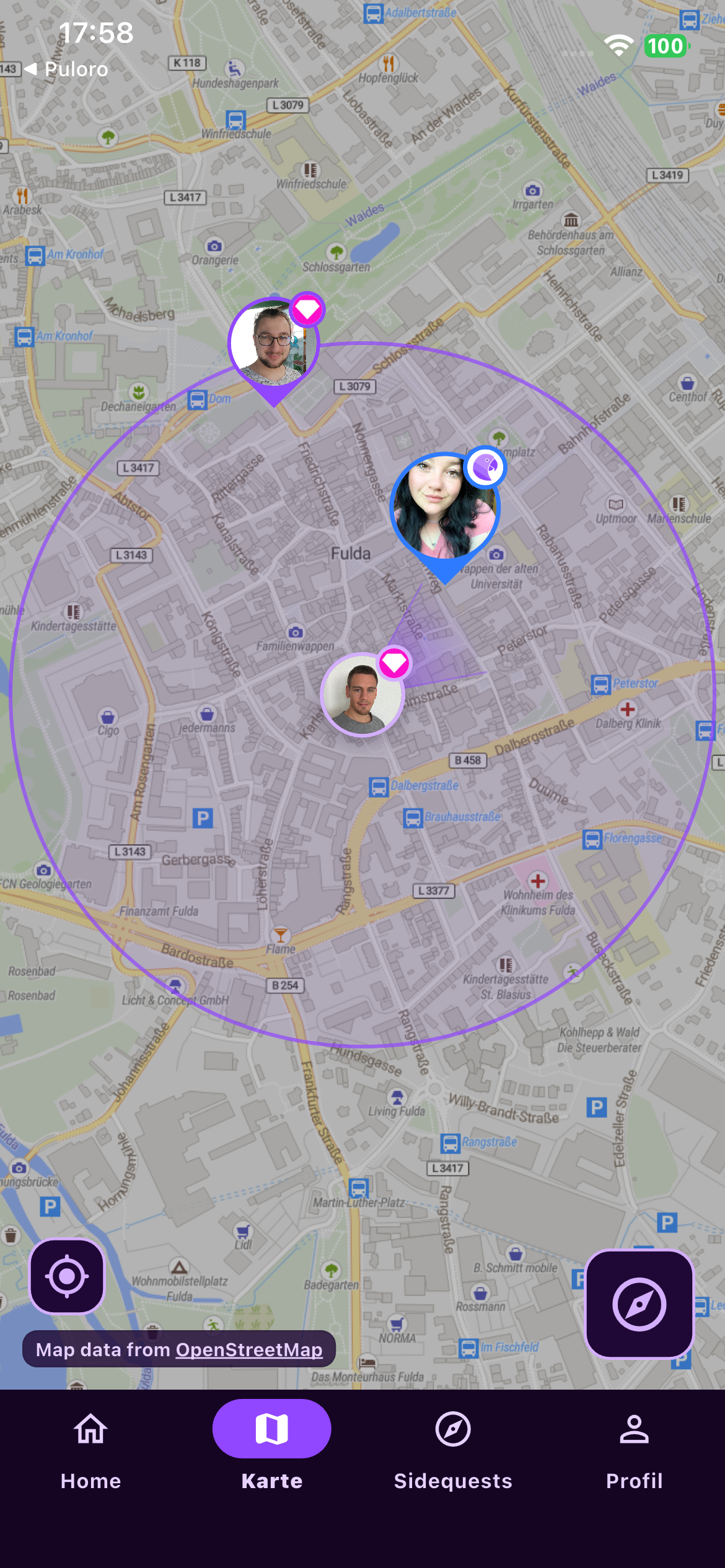 Puloro Radius Karte